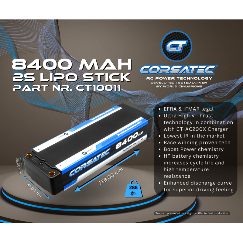 Corsatec Graphene HV+ Lipo 2s  stick 8400 mah - CORSATEC - CT10011