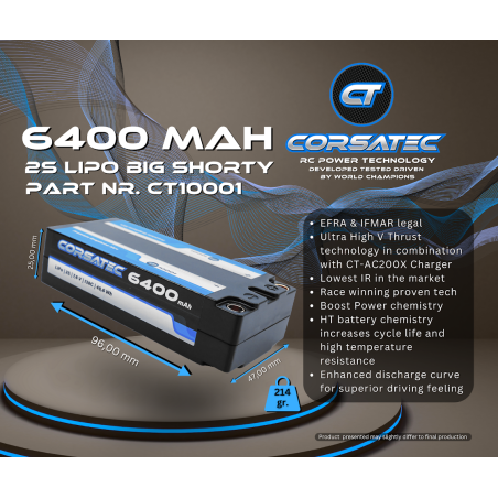 Corsatec Graphene HV+ Lipo 2s shorty 6400mah - CORSATEC - CT10001