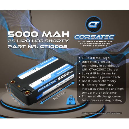 Corsatec Graphene HV+ Lipo 2s shorty 5000mah - CORSATEC - CT10002