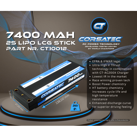 Corsatec Graphene HV+ Lipo 2s  stick 7400mah - CORSATEC - CT10012